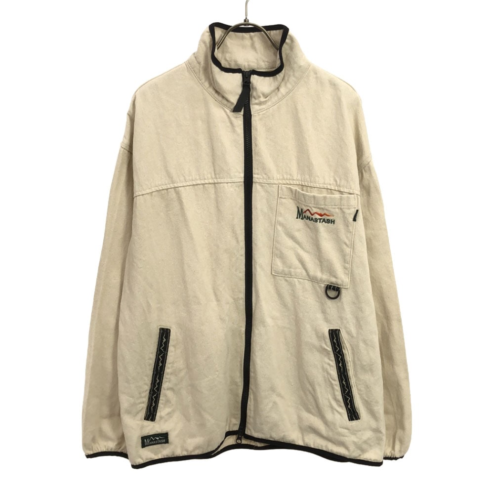 ロゴ刺繍 ジップジャケット M ベージュ系 メンズ