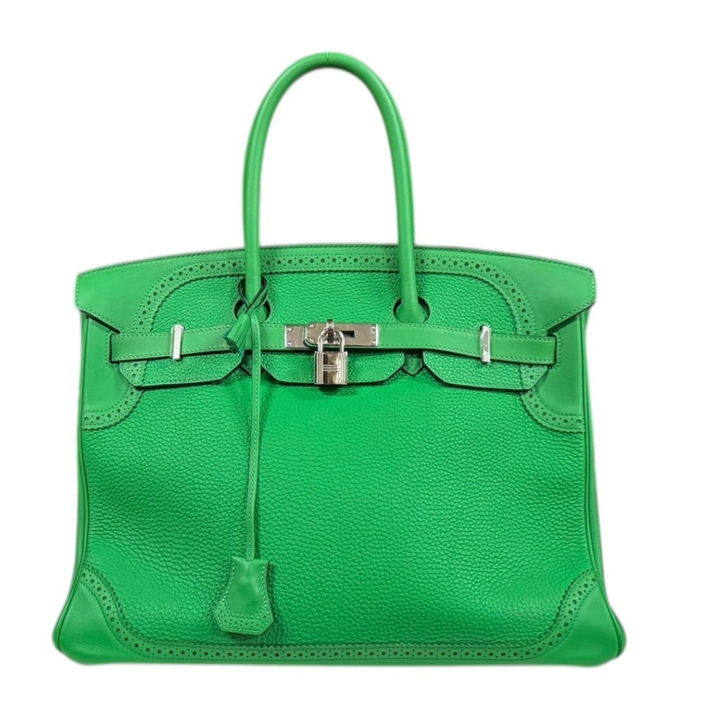 エルメス バーキン35 ギリーズ ハンドバッグ トゴ グリーン HERMES 中古 美品 660,000円
