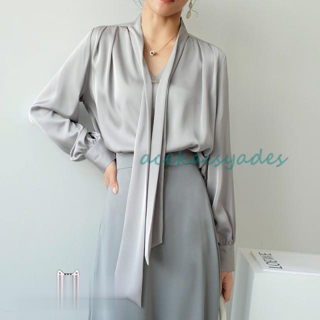 新品 ボウタイブラウス シャツ ブラウス レディース トップス 長袖 白 大きいサイズ Vネック スーツ インナー オフィス 通勤服 きれいめ 春 秋 5,192円