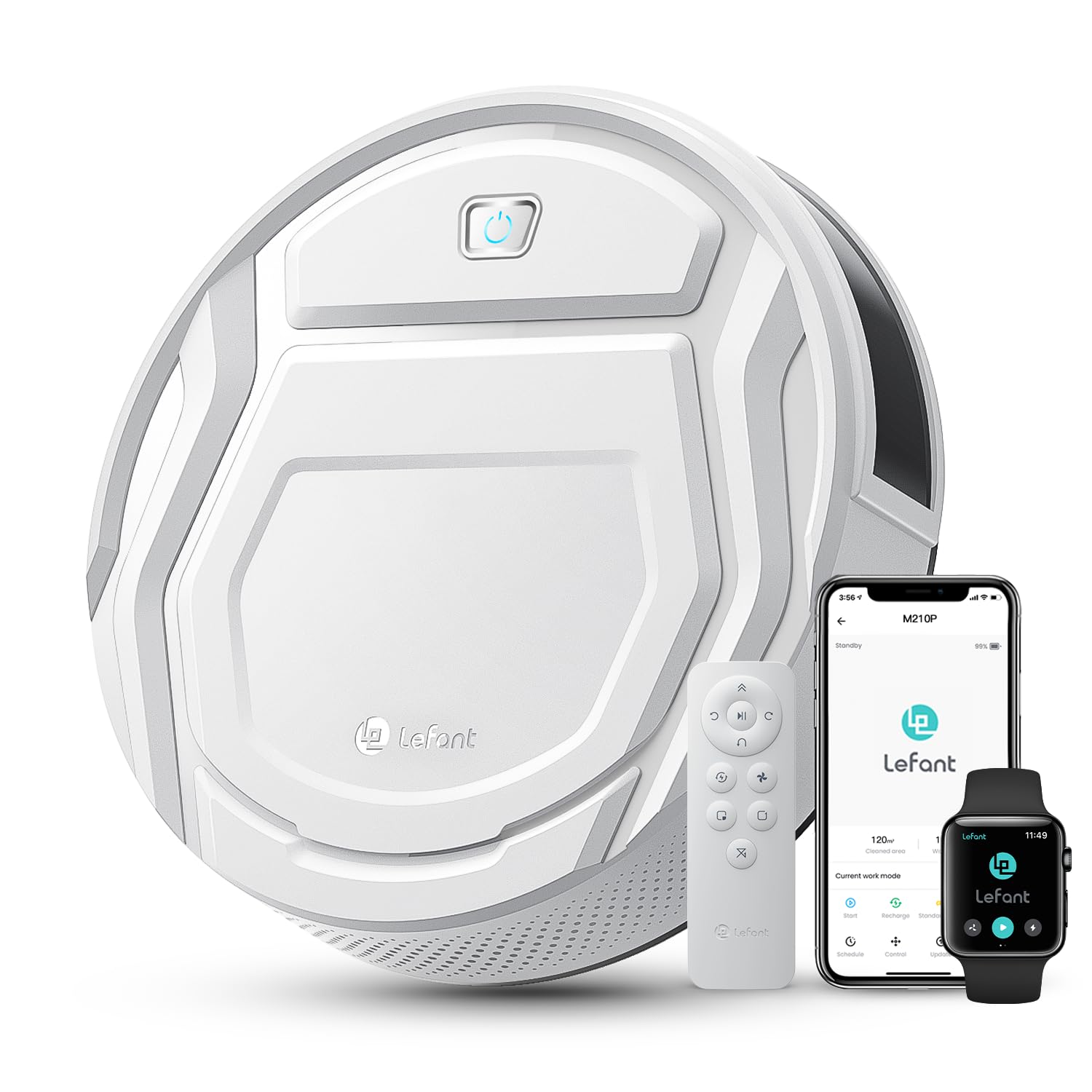 Lefant M210P ロボット掃除機「コンパクト設計 2200Pa強力吸引 120分連続稼働 WiFi・アプリ・音声対応（Alexa/Google）・Apple Watch対応・カーペット加圧・段
