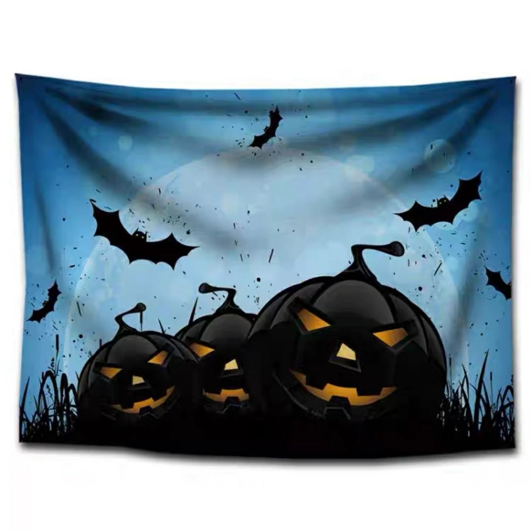 A060430タペストリー ハロウィン カボチャ月夜コウモリ 壁掛け飾り 装飾用品窓カーテン