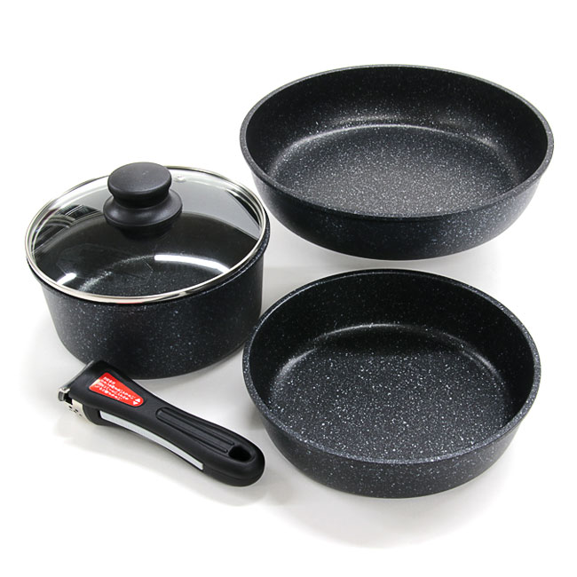 フライパンセット 鍋 5点セット 丈夫 マルチポット オール熱源対応 IH対応 マーブルコーティング フッ素 ハード加工 キッチン/ストロングマーブルクックウェアセット