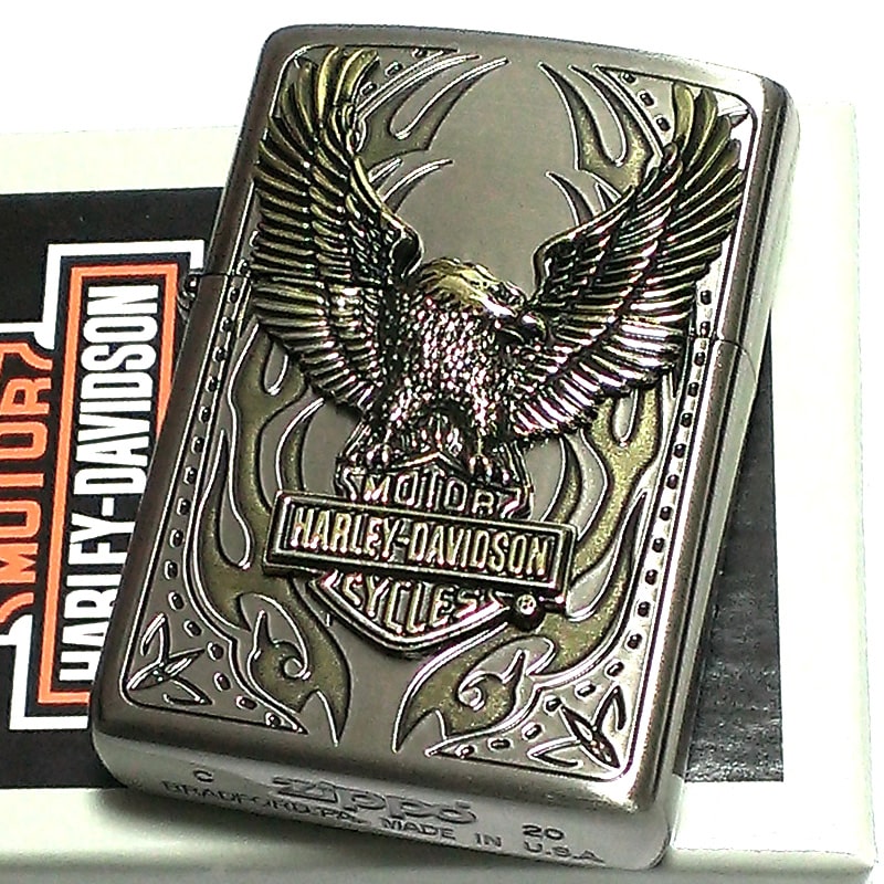 ZIPPO ライター ハーレーダビッドソン ジッポ アンティークニッケル＆ゴールド 金銀 古美仕上げ 鷲 メタル イーグル 日本国内限定モデル かっこいい ジッポーその他