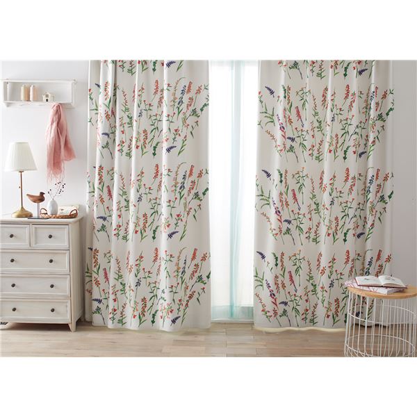 デザインライフ 遮光カーテン 約幅100x丈200cm コレット レッド 1枚入 V1325