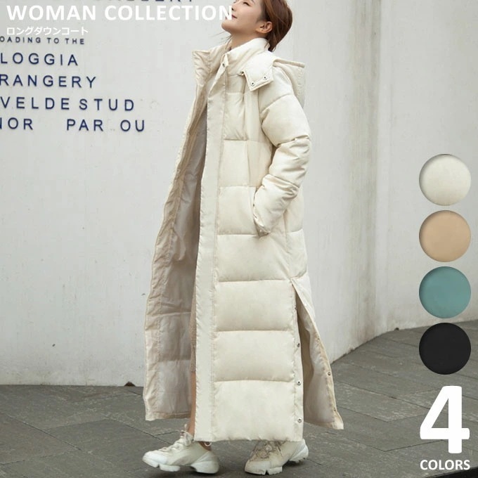 【即納】暖かい ロングダウンコート レディース 秋冬 大きめサイズ 通勤 キャンプ シンプル スリットコート カッコいい 可愛い フォーマル カジュアル フードコート フワフワ 暖かい 中綿ダウンコ 5,121円