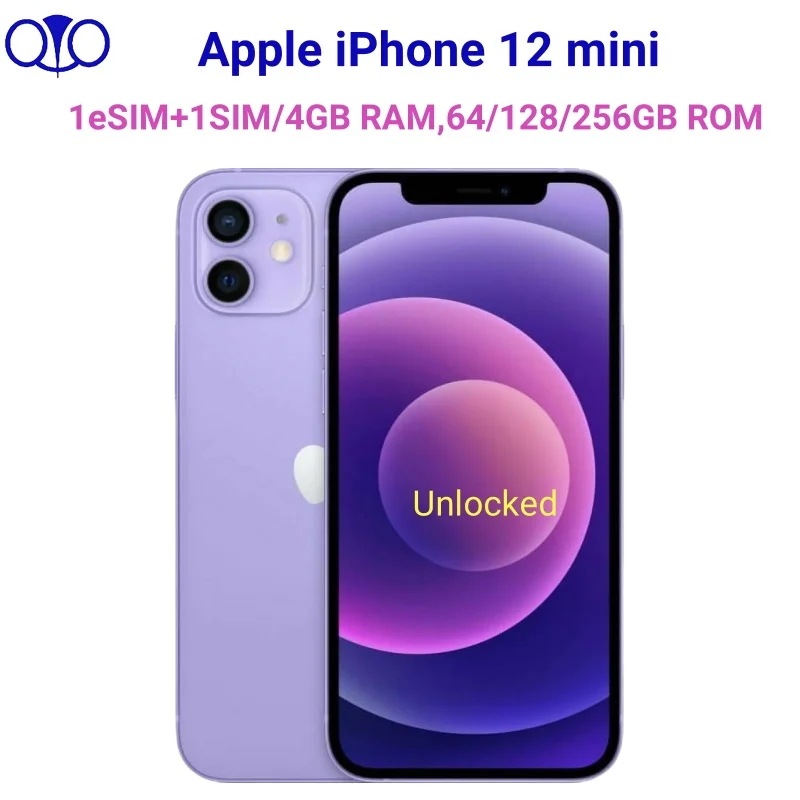 Apple-iPhone 12 mini,ロック解除,オリジナル,4 GB RAM, 64 GB, 128 GB, 256GB ROM,iOS,a14バイオニック,ヘキサコア,5.4インチ,デュアル