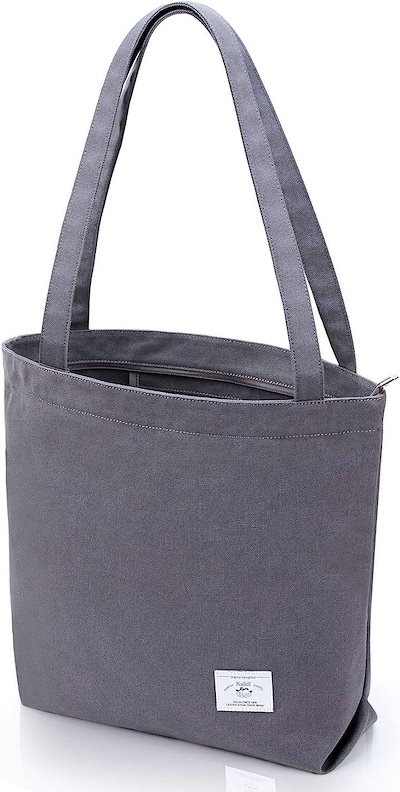 他サイト： トートバッグ レディース ショルダーバッグ 肩掛けバッグ 大きめ キャンバストート 帆布 大容量 無地 通学 旅行用 ファスナー付き( グレー)の商品画像