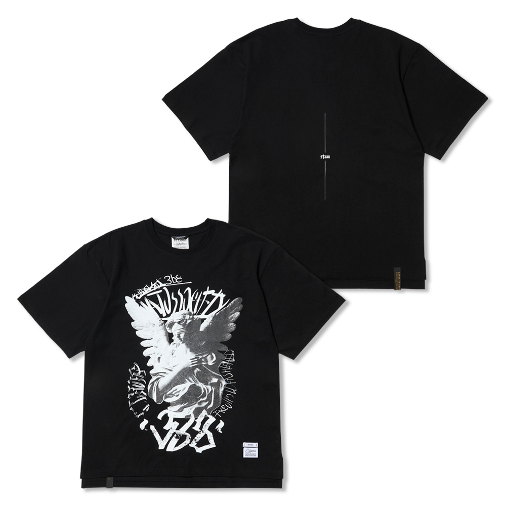 Angel Oversized Short Sleeves T-Shirts Black