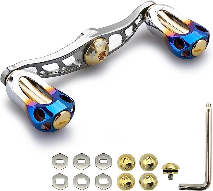 リール ハンドル 22mm ノブ搭載 シマノ SHIMANO ダイワ DAIWA アブ Abu 通用 ベイトリール Aurora Series -( 88mm - ガンメタル＆ゴールド)