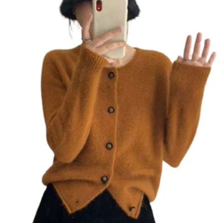 柔らかニットカーディガン トップス ニット セーター カーディガン 長袖 ラウンドネック 伸縮性 5,318円