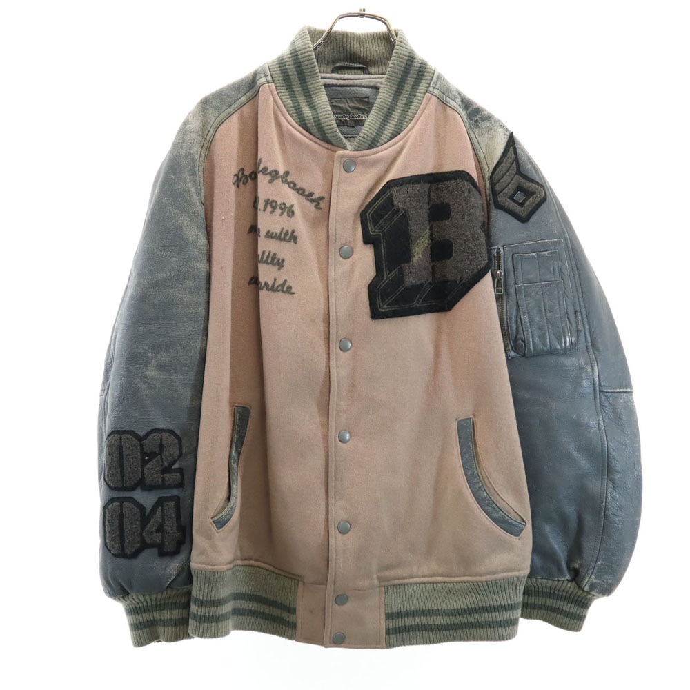 ブートレグブース ウールブレンド 長袖 スタジャン L ピンク系 Bootlegbooth 袖レザー メンズ