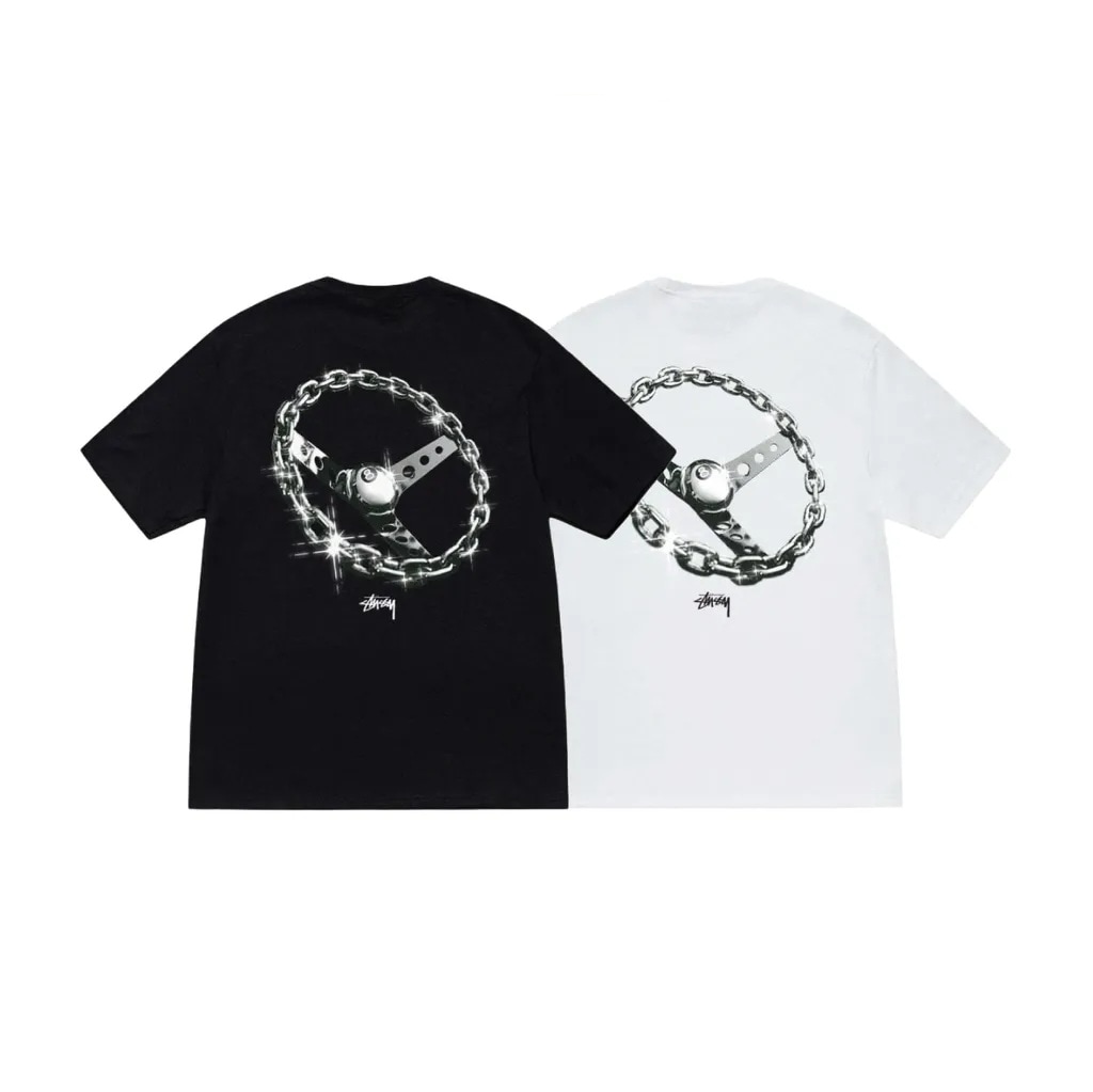 STUSSY（ステューシー） STUSSY CHAIN-LINK TEE 1905041 - White -black Tシャツ 半袖 メンズ 並行輸入品 1905041