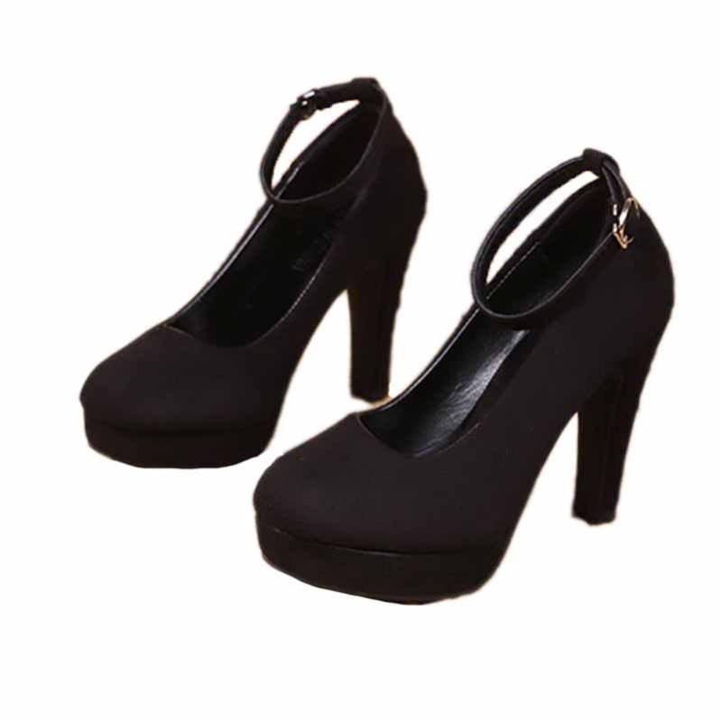 1000円OFFクーポン 11cmヒール アンクルストラップ プラットフォームパンプス スウェード ストラップ 付き パンプス ハイヒール ヒール 高め ラウンドトゥ ヒール 太め レディース ハイヒ