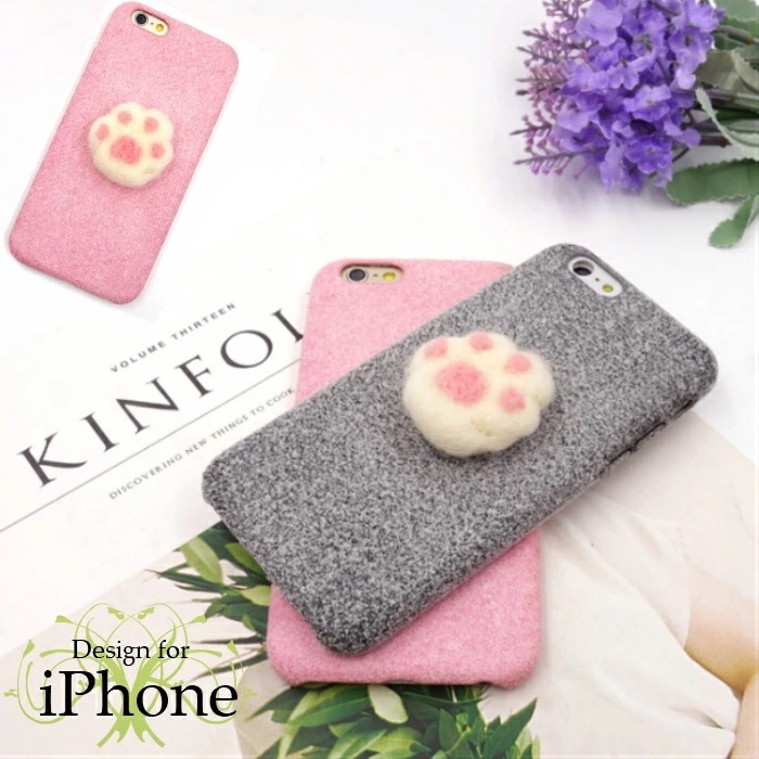 iPhone Xs X ケース 8plus 7plus カバー スマホケース 猫 肉球 かわいい 可愛い 猫 ねこ 冬 もこもこ ふわふわ