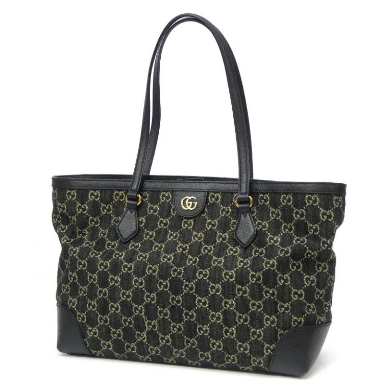 グッチ GUCCI トートバッグ GG 黒 キャンバス×レザー 【中古】(67198)