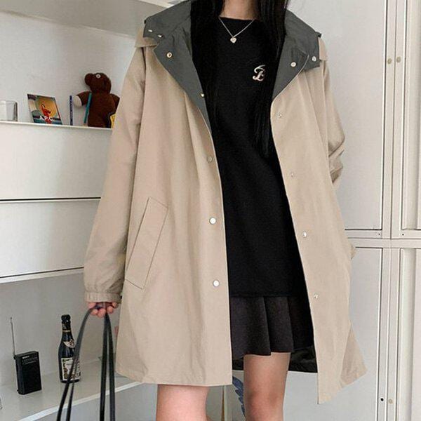 （DK）スカシ両面フードジャケット 秋 女性 フードジャケット