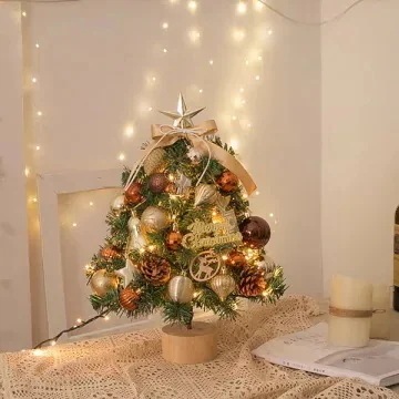 サンタコスプレ点セットクリスマスツリー45cm卓上ミニツリーオーナメント付き小さめクリスマス飾りLイルミネーションおしゃれキラキラ雰囲気満々暖かい飾り部屋店おもちゃプレゼント