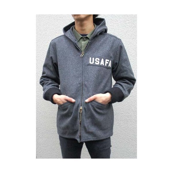アメリカ空軍 士官学校（USAFA）カデットメルトンウールパーカー コート JP058YN グレー S レプリカ