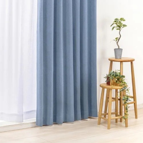 ヤマダオリジナル 4枚組セットカーテン ブルー (ドレープ×2レース×2）