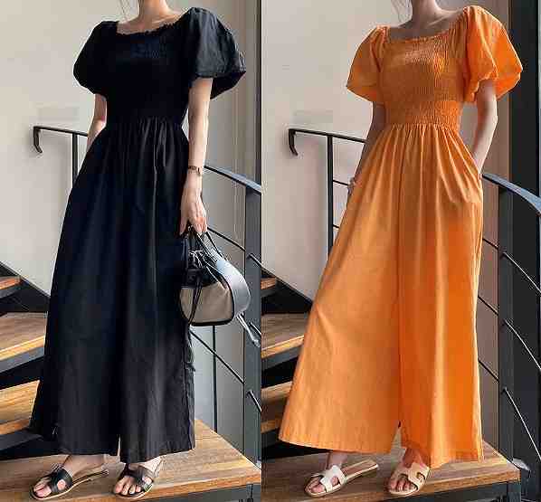 全2色 オールインワン オーバーオール 切り替え 無地 シンプル大きいサイズ レディース 春夏 スカート パンツ ガウチョ ドレス サロペット ロンパース all-in-one