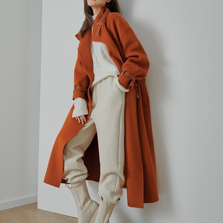 コート アウター ロング ハイネック モノトーン ベルト付き モード ミディアム丈 袖あり 長袖 ポケット付き アウター 羽織り 大人可愛い きれいめ シンプル カジュアル おしゃれ レトロ lout