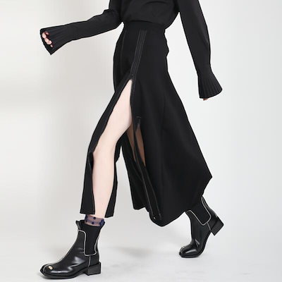 夕イトスカ一トロングスカート着痩せマキシスカート立体ファスナー設計感あり大人かわいいふわっとフレアス