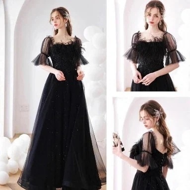 シンプル ブラック 2026秋冬新作 ファッション フォーマル同窓会発表会パーティー結婚式演奏会お呼ばれドレス