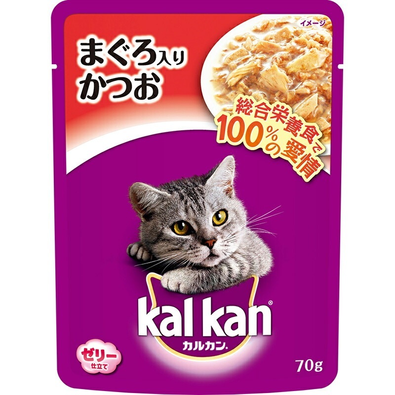 （まとめ買い）マース カルカン パウチ 1歳以上 ゼリー仕立て まぐろ入りかつお 70g [x40]