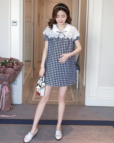 1280.　ギンガムチェックシャツミニワンピース（ブルー）