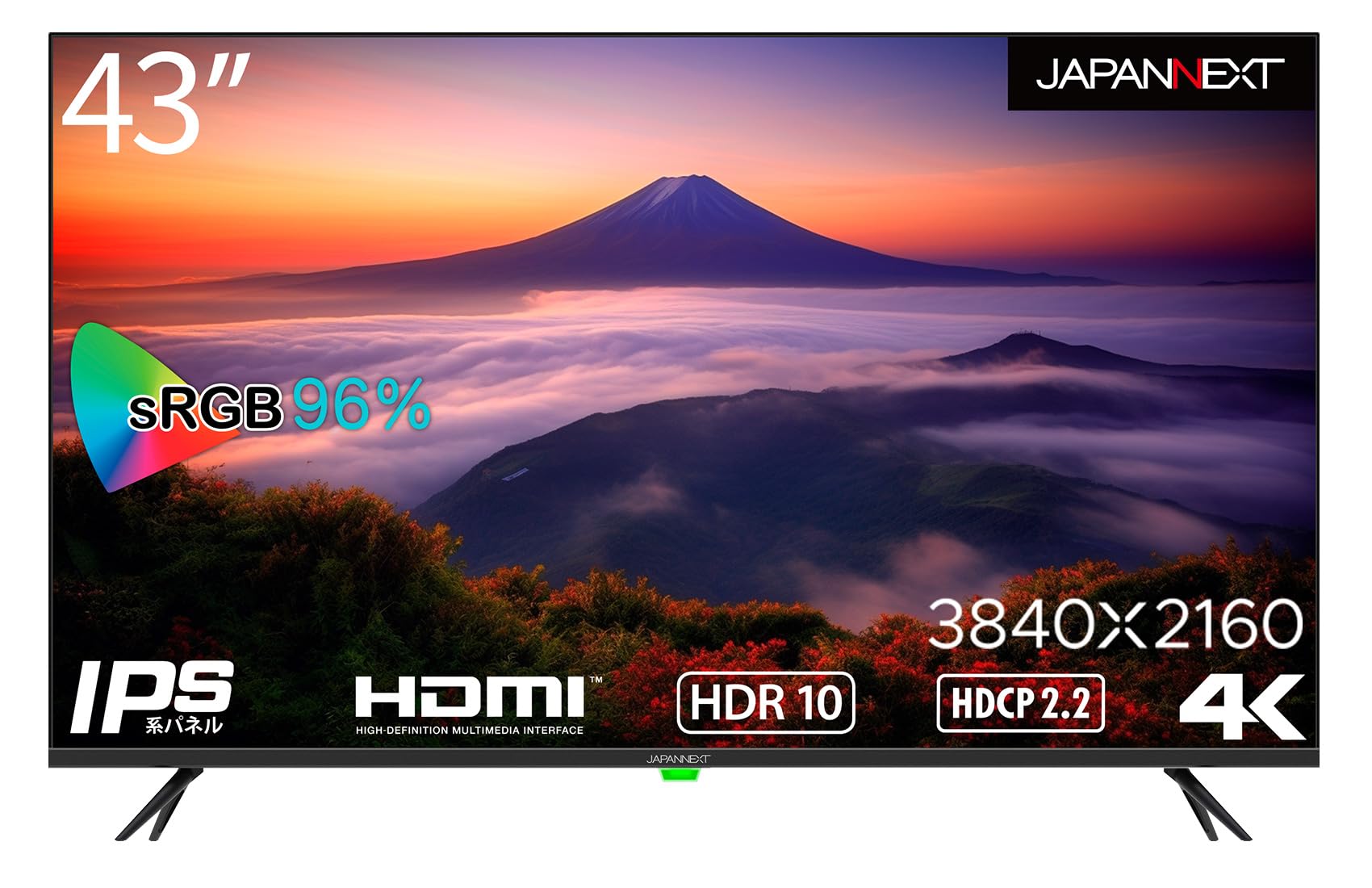 JAPANNEXT 43インチ 大型 モニター 4K UHD 3840x2160解像度 IPS ディスプレイ デジタル サイネージ (HDMI/スピーカー内蔵/VESA対応/ブルーライトカット)