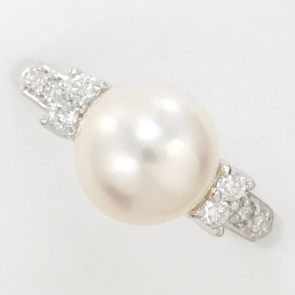 PT900 プラチナ リング 12.5号 パール(真珠) 約8.5mm ダイヤ 0.14 中古