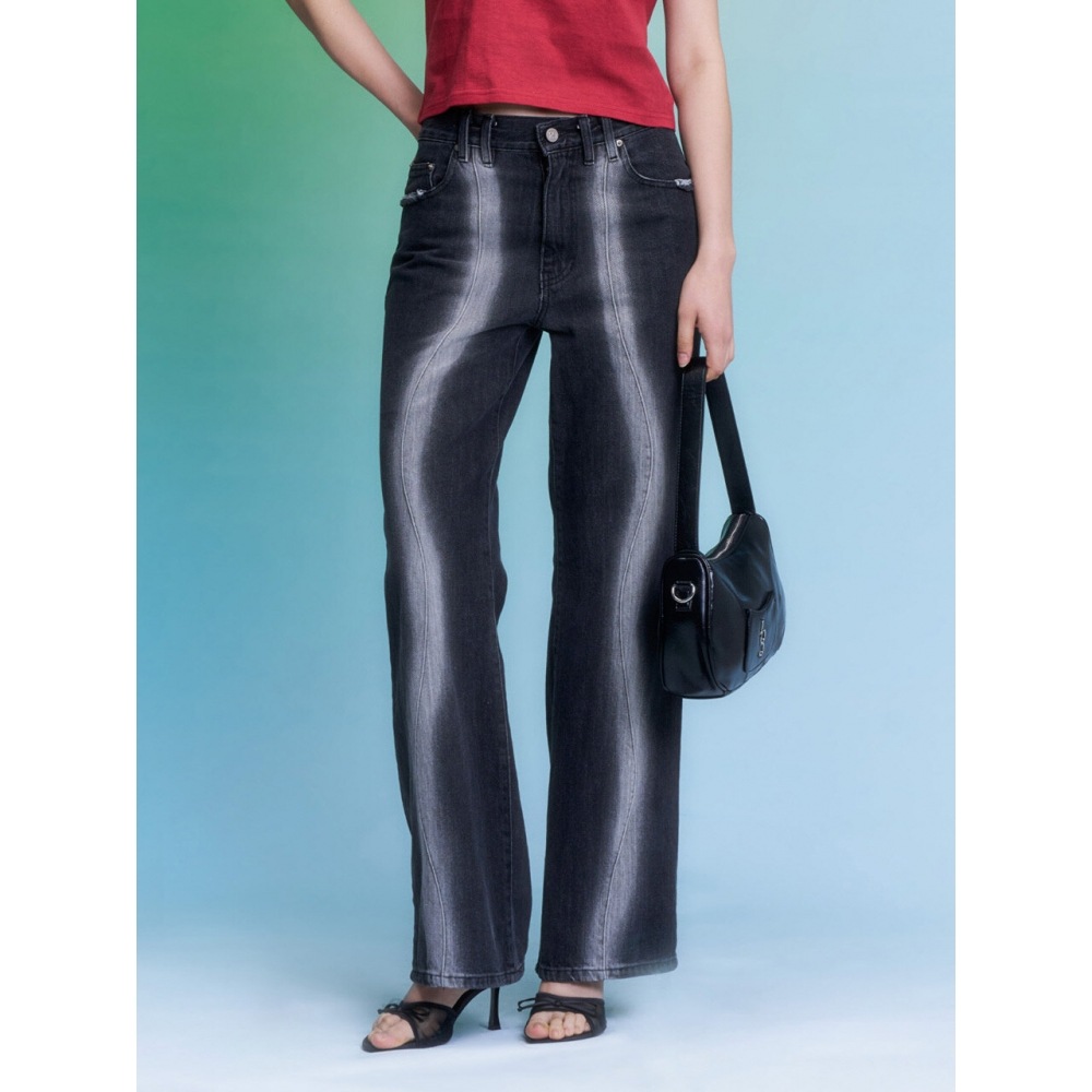 ILLIGO ウェーブウォッシュデニムブラックブルー