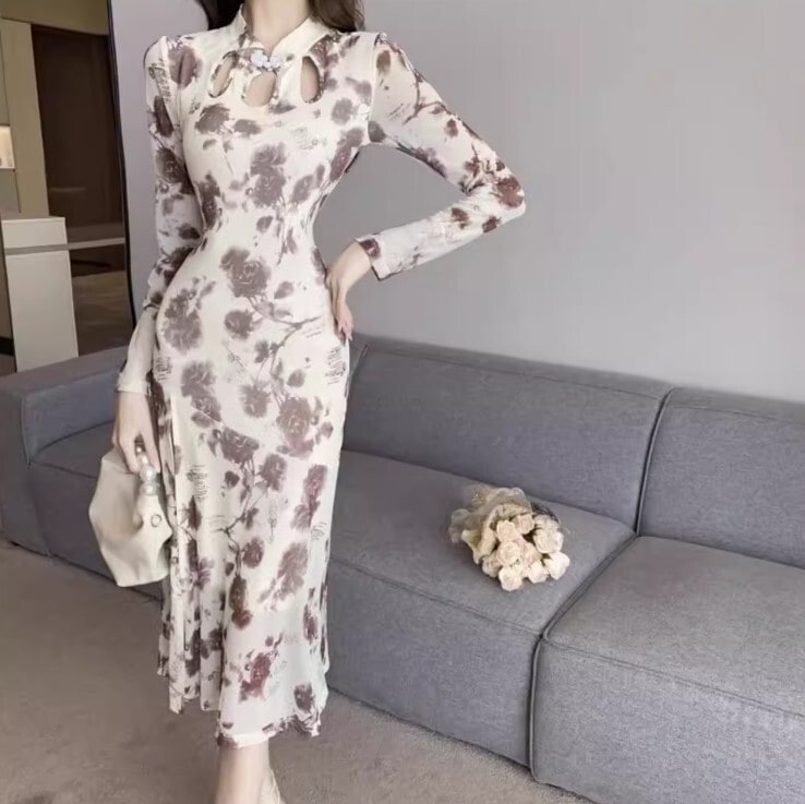 ワンピース ワンピドレス 膝下 長袖 サイドスリット かわいい 大人可愛い きれいめ カジュアル 大人 上品 おしゃれ お洒落 かっこいい 大人女子 ラブリー キュート ガーリー 個性的 クール