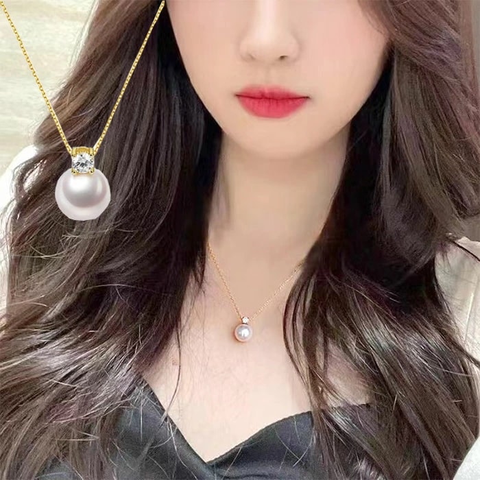 ネックレス レディース 一粒パール CZダイヤ（キュービックジルコニア） 定番 シンプル シルバー 重ね付け フリー アジャスター ピンフリー スライド式 フリーアジャスター ピンフリー 替えチェーン