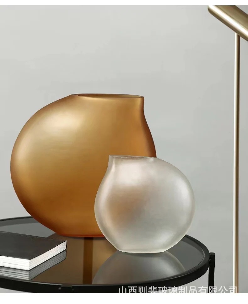 【20点セット】【送料無料】欧風蒙砂扁円現代ガラス花瓶創意造形家庭生け花ドライフラワーソフト装飾置物