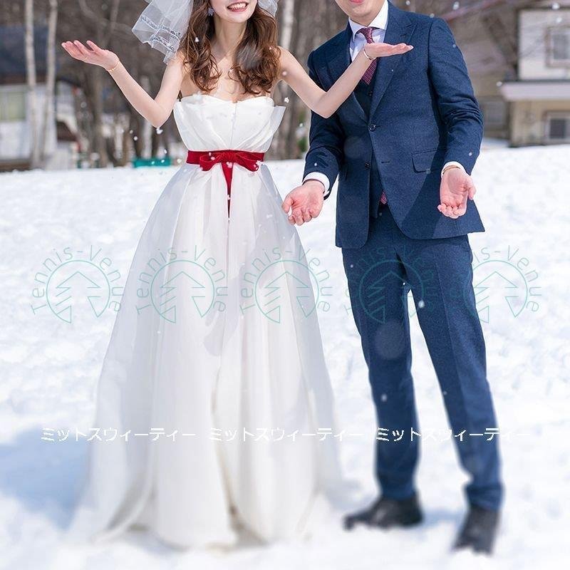 ウェディングドレス ロングドレス 結婚式 ビスチェ サッシュリボン ウエディングドレス 二次会 花嫁