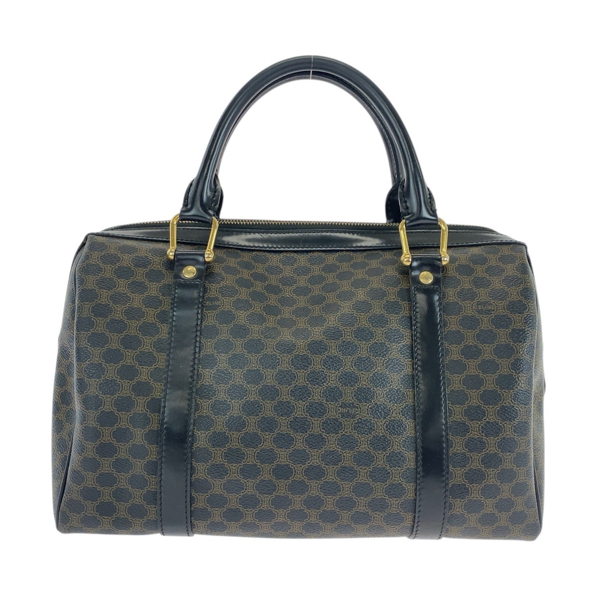 美品 マカダム ブラウン ブラック ゴールド金具 PVC DM00/1 ハンドバッグ ボストンバッグ レディース 503531