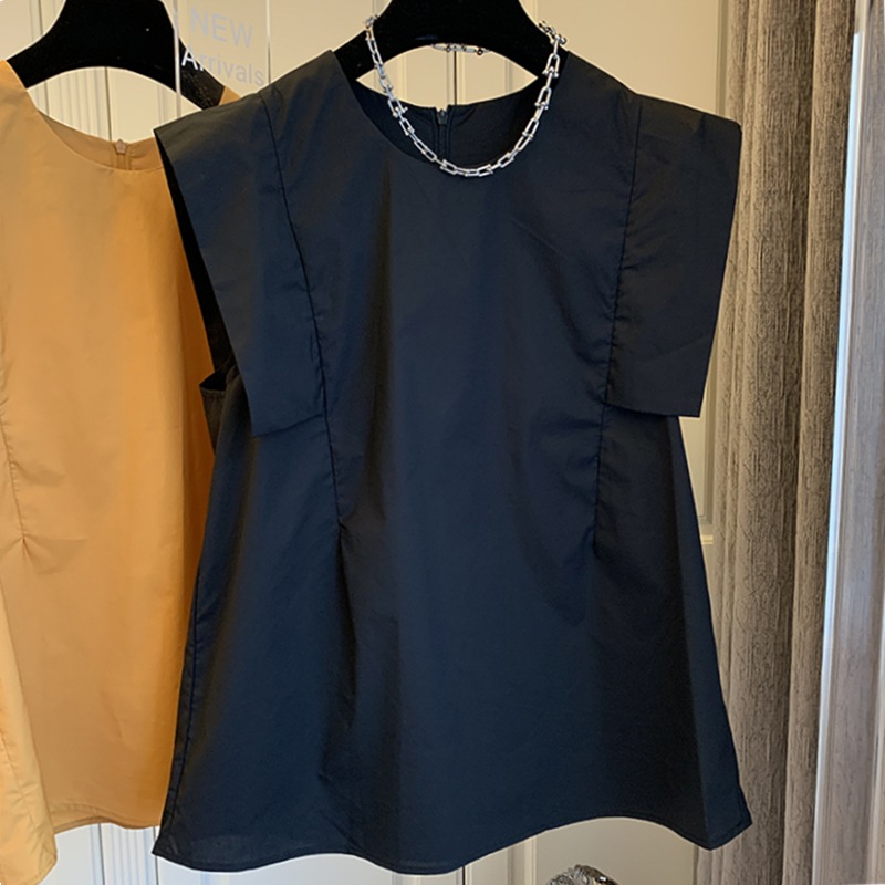 トップス シャツ 袖なし ノースリーブ ラウンドネック 襟なし 切り替えデザイン かわいい 大人可愛い きれいめ シンプル カジュアル 大人 上品 おしゃれ 大人可愛い 大人女子 こなれ感