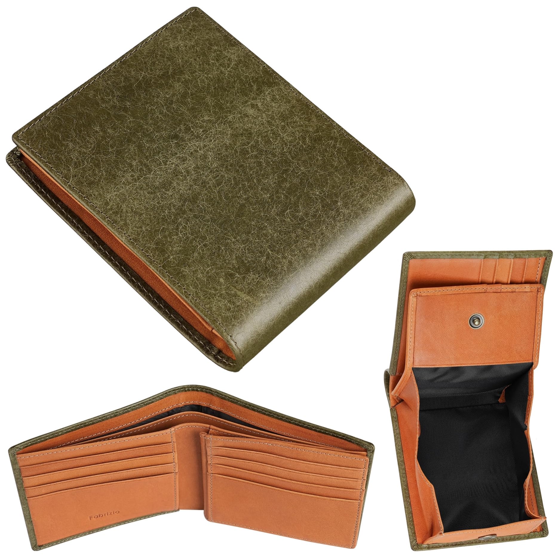 [ファブリツィオ] 財布 メンズ 二つ折り ボックス型 小銭入れ メンズ財布 薄い 柔らかい 使いやすい イタリアン レザー 一流の革職人が作る 大容量 本革