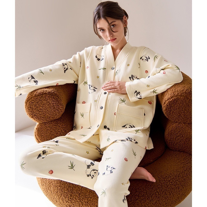 マタニティ・ナイトウェアコットンマタニティパジャマ産後授乳ホームウェア