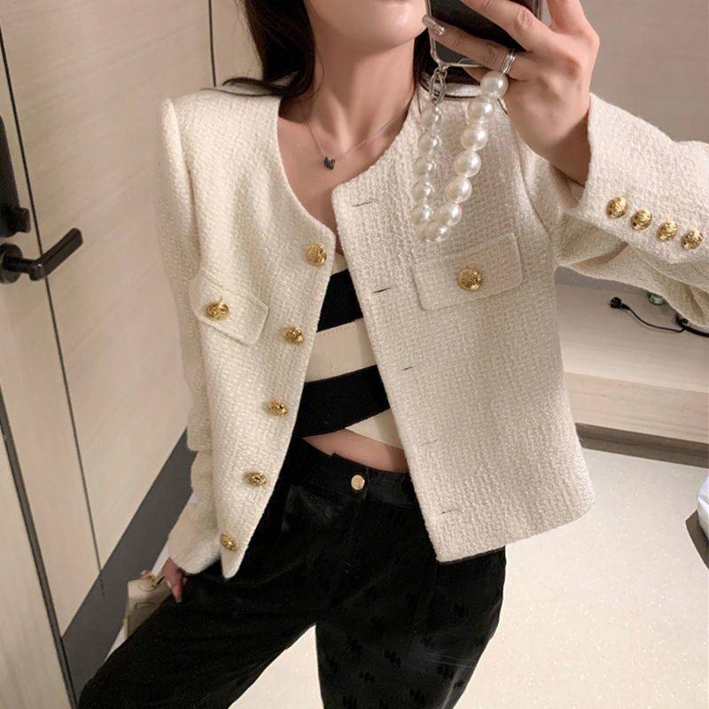 XUELIシドニーレディースチェック柄スモールフレグランスコートレディースバージョン日焼け止アウターツイードジャケット