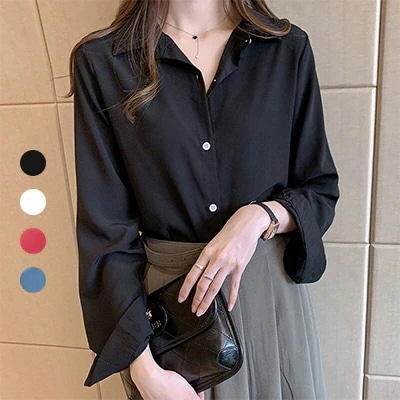 25しいオフィスシフォンシャツレディース長袖ルーズラージサイズシャツトップ 5,482円
