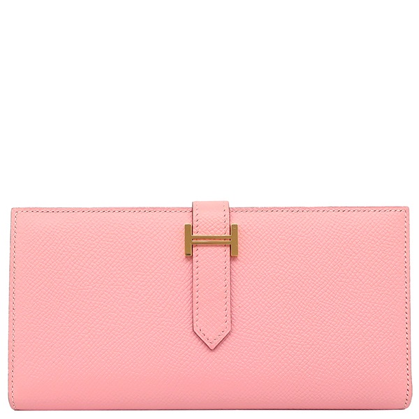 エルメス HERMES 長財布 ベアンスフレ ヴォーエプソン ローズコンフェッティ ゴールド金具 二つ折り財布 T刻印 【箱】【中古】