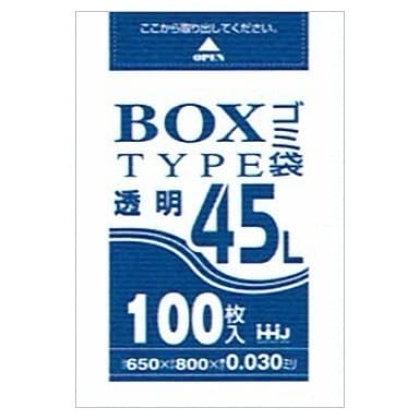BOX入ポリ袋　45L　LLDPE　0.03×650×800mm　透明　100枚×6箱入（600枚）　BL43【取り寄せ商品・即納不可・代引き不可・返品不可】