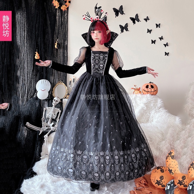 ハロウィン大人用女王ゴースト花嫁大人用コスプレ衣装女性魔女コスチューム吸血鬼スケルトンコスプレ衣装