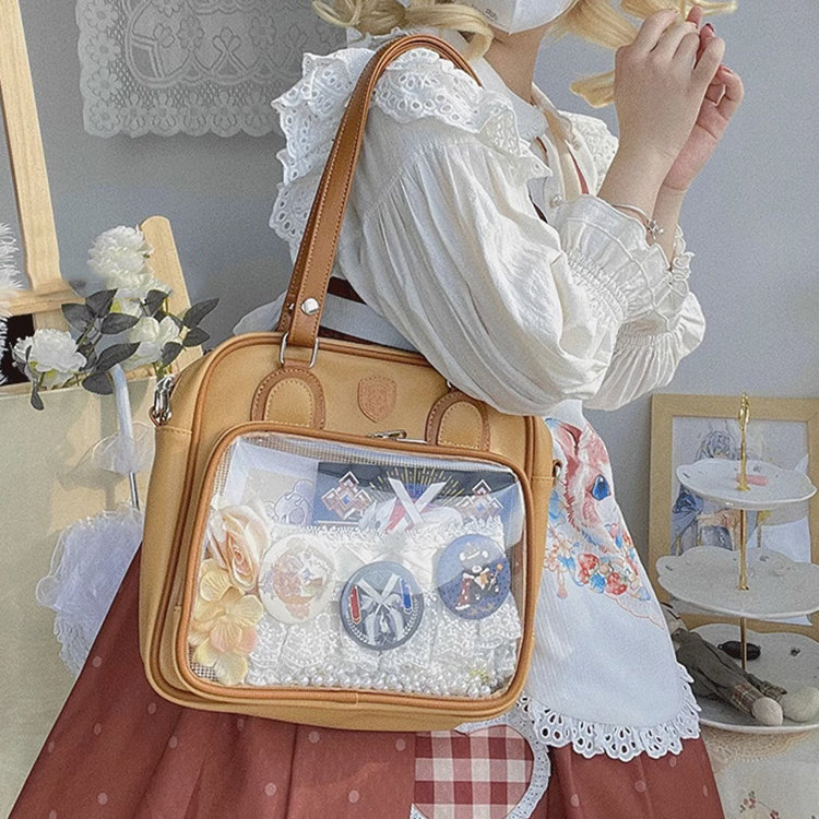 痛バッグ 痛バ 痛ショルダー ショルダーバッグ トートバッグ レディース 透明窓 クリアバッグ クリア 推し 推しバッグ 推し活 缶バッチ 大容量 おしゃれ かわいい 通学 通勤 大人 JK 制