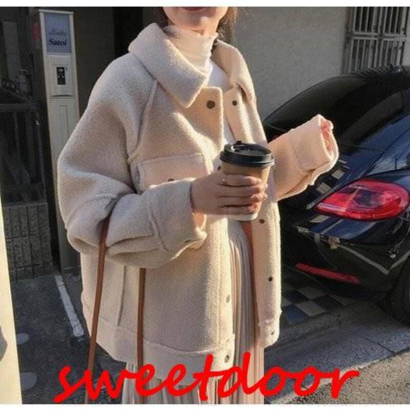 40代50代女性用2021秋冬ショートウールコートルーズフィットプレーンシンプルオーバーサイズカジュアル