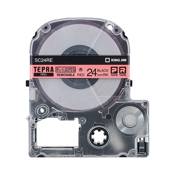 (まとめ) キングジム テプラ PRO テープカートリッジ キレイにはがせるラベル 24mm 赤／黒文字 SC24RE 1個 (×10セット)