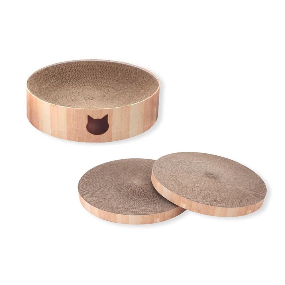 爪とぎ　猫用　バリバリボウルＸＬ　ライトブラウン　＋　交換用つめとぎセット　ＣＲＣ30―51―10―00―00