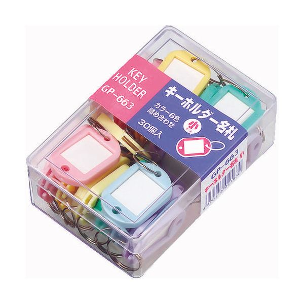 (まとめ) ソニック キーホルダー名札 小 両面表示 5色 GP-663 1ケース（30個：各色6個） (×10セット)